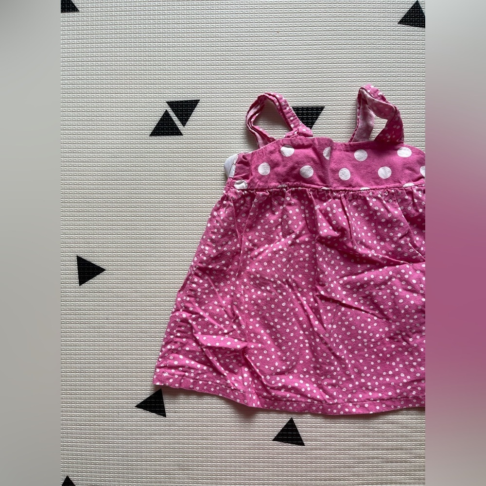 Handmade vintage baby girl dress•••vibrant pink with polka dot print and ribbon•